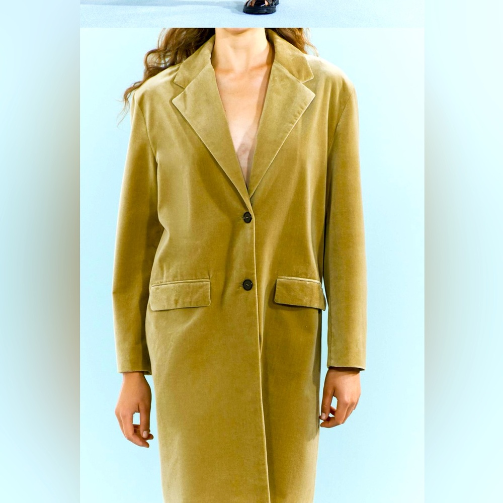 NWT ZARA VELVET COAT ZW COLLECTION LIGHT KHAKI! SIZE 2 SMALL & 1 LARGE❣️Mustard - Picture 6 of 12